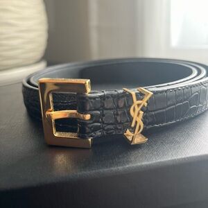 Calfskin leather crocodile belt